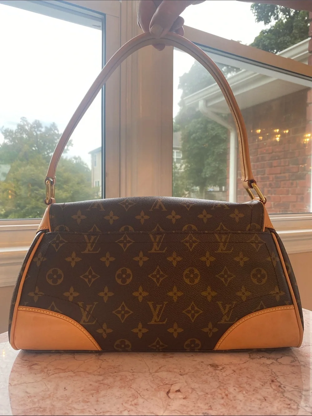 Louis Vuitton Beverly Monogram Canvas Shoulder Bag with Tan Vachetta Trim